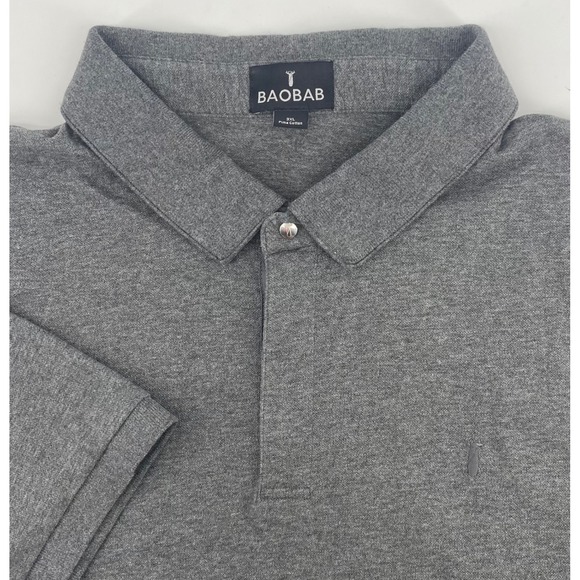 Baobab Other - Baobab Polo Shirt Men 3XL Grey Pima Cotton Stretch Short Sleeve Zipper Snap Golf